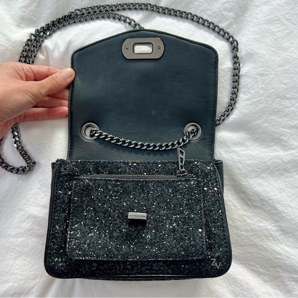 Zadig & Voltaire Love Black Glitter Chain Strap Bag - Picture 3 of 14